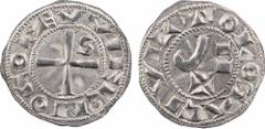 Toulouse (évêché et comté de), Guillaume IV ou Guillaume IX, denier, s.d. (1098-1127) Toulouse A/VVIELMO COME Croix cantonnée d'une S au 2e canton R/+ TOLOSA CIVI PAX déformé dans le champ, le P en fo