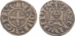 Louis IX (dit Saint Louis), denier tournois VDOVICVS, s.d. (avant 1245) A/+ VDOVICVS REX, S couchée Croix R/+ TVRONVS CIVIS, S couchées Châtel tournois TTB, RR Billon, 18,5 mm, 1,15 g, 11 h Dy.193 Sur