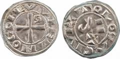 Toulouse (évêché et comté de), Guillaume IV ou Guillaume IX, denier, s.d. (1098-1127) Toulouse A/VVIELMO COME Croix cantonnée d'une S au 2e canton R/+ TOLOSA CIVI PAX déformé dans le champ, le P en fo