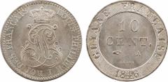 Guyane, Louis-Philippe, 10 centimes, 1846 Paris A/LOUIS PHILIPPE I ROI DES FRANÇAIS Monogramme formé des lettres L et P, sous une couronne R/GUYANE FRANÇAISE// (date) Au centre : 10/ CENT./ (différent