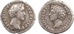 Antonin le Pieux et Marc-Aurèle César, denier, Rome, 139 A/ANTONINVS - AVG PIVS P P Tête laurée à droite R/AVRELIVS CAES - AVG PII F COS DES Buste à gauche TB+, R Argent, 16,8 mm, 3,00 g, 6 h RIC.411b
