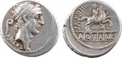 Roman republican coins Marcia, denier, Rome, 56 av. J.-C. A/ANCVS Tête diadémée du roi Ancus Marcius à droite ; derrière, un lituus R/PHILIPPVS/ A/ Q/ V/ A/ MAR L'Aqua Marcia représenté par un arc, co