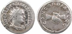 Roman imperial coins Balbin, antoninien, Rome, 238 A/IMP CAES D CAEL BALBINVS AVG Buste radié à droite, drapé et cuirassé, vu de trois quarts en avant R/CONCORDIA AVGG Deux mains jointes Billon 21,0 m