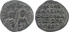 Byzantine coins Constantin VII et Zoé, follis type 1, Constantinople, s.d. (janvier à avril 945) A/+ CONSTANST ICE ZOH b Bustes de face de Constantin VII, vêtu du loros, portant le stemma et de Zoé, v