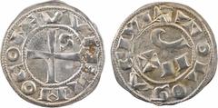 Feudal coins Toulouse (évêché et comté de), Guillaume IV ou Guillaume IX, denier, s.d. (1098-1127) Toulouse A/VVIELMO COME Croix cantonnée d'une S au 2e canton R/+ TOLOSA CIVI PAX déformé dans le cham