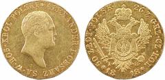 World coins Europe Pologne, Alexandre Ier, 50 zlotych, 1818 Varsovie A/(différent) ALEXANDER I. CESARZ SA. W. ROS. KROL POLSKI Buste tête nue à droite d'Alexandre Ier R/26 Z GRZ. CZ. KOL * - * 50 ZLOT