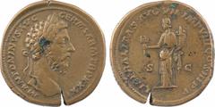 Roman imperial coins Marc Aurèle, sesterce, Rome, 177 A/M ANTONINVS AVG - GERM SARM TR P XXXI Tête laurée à droite R/LIBERALITAS AVG VII IMP VIII COS III P P/ S/ C La Libéralité à gauche tenant une ab