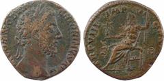 Roman imperial coins Commode, sesterce, Rome, 183 A/M COMMODVS - ANTONINVS AVG Tête laurée à droite R/TR P VIII IMP VI COS [IIII P P]/ S/ C Jupiter assis à gauche, tenant un sceptre et une victoire Br