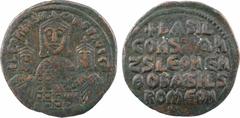 Byzantine coins Basile Ier, follis, Constantinople, 867-886 A/+ LEON bASIL S - CONST AVGG Basile au centre, couronné, entre Léon à gauche et Constantin à droite revêtus de la chlamyde et couronnés Lég