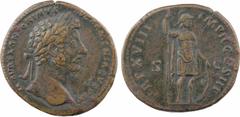 Roman imperial coins Marc Aurèle, sesterce, Rome, 163-164 A/M AVREL ANTONINVS - AVG ARMENIACVS P M Tête laurée à droite R/TR P XVIII - IMP II COS III/ S/ C Mars debout à droite, tenant une haste et s'