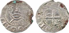 Feudal coins Franche-Comté, comté de Scodingue, denier au nom de Charles, s.d. (c.1000) Lons-le-Saunier A/[B]LEDONIS Buste de face R/+ CARLVS REX Croix cantonnée de deux S couchées au 1 et 4 Argent 16