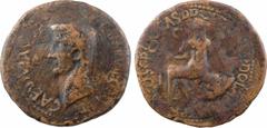 Roman provincial coins Afrique, Zeugitane, Colonia Iulia Pia Paterna, P. Cornelius Dolabella proconsul et P. Gavius Casca, sesterce, 23 A/TI CAE DIVI AVG F AVG IMP VIII COS IIII Tête nue de Tibère à g