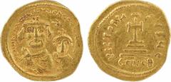 Byzantine coins Héraclius et Héraclius Constantin, solidus, Constantinople, 5e officine, 610-641 A/dd NN hERACLIuS ET hERA CONST P P AV Bustes couronnés et drapés vus de face ; Héraclius est à gauche 