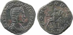 Roman imperial coins Otacilia Severa, sesterce, Rome, 246 A/MARCIA OTACIL SEVERA AVG Buste diadémé et drapé à droite, vu de trois quarts en avant R/CONCORDIA AVGG/ S C La Concorde assise à gauche, ten