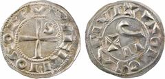 Feudal coins Toulouse (évêché et comté de), Guillaume IV ou Guillaume IX, denier, s.d. (1098-1127) Toulouse A/VVIELMO COME Croix cantonnée d'une S au 2e canton R/+ TOLOSA CIVI PAX déformé dans le cham