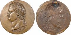 World medals Italie, Othon (Marcus Salvius Otho), fonte uniface, s.d A/VIII/ .OTHO. CAS. AVG Buste lauré à gauche d'Othon Uniface Bronze 95,0 mm 98,70 g 12 h SUP Petit trou de suspension rebouché à 12