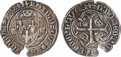 Capetian coins François Ier, grand blanc à la couronne 1er type, Poitiers A/+ FRANCISCVS* FRANCORVM* REX Écu de France entre trois couronnelles, dans un trilobe R/+ SIT: NOMEN: DOMINI: BENEDICTVM (dif