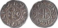 Feudal coins Limoges (vicomté de), grand denier, Limoges, Xe s. A/(à 5 h.) GRATIA D-I RE Dans le champ, ODO entre deux croisettes R/+ LIMOVICAS CIVIS Croix Argent 23,2 mm 1,71 g 2 h SUP Dy.844, Bd.388