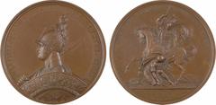 World medals Russie, Alexandre Ier, la bataille de Fère-Champenoise, par Klepikov, 1814 (1836) Saint-Pétersbourg A/Inscription en cyrillique Buste casqué d'Alexandre Ier à gauche représenté à l'image 