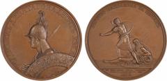 Medals Russie, Alexandre Ier, la fuite de Napoléon au-delà du Niémen, par Klepikov, 1812 (1835) Saint-Pétersbourg A/Inscription en cyrillique Buste casqué d'Alexandre Ier à gauche représenté à l'image