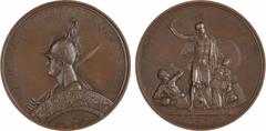 Medals Russie, Alexandre Ier, la libération d'Amsterdam, par Klepikov, 1813 (1836) Saint-Pétersbourg A/Inscription en cyrillique Buste casqué d'Alexandre Ier à gauche représenté à l'image du Dieu slav