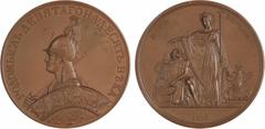 Medals Russie, Alexandre Ier, restauration de la paix en Europe, par Klepikov, 1815 (1837) Saint-Pétersbourg A/Inscription en cyrillique Buste casqué d'Alexandre Ier à gauche représenté à l'image du D
