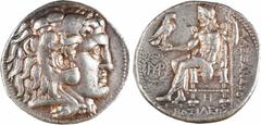 Greek coins Macédoine, Alexandre le Grand, tétradrachme, Babylone, c.317-311 av. J.-C Macédoine, Alexandre le Grand, tétradrachme, Babylone, c.317-311 av. J.-C A/Anépigraphe Tête imberbe d'Héraclès à 