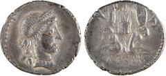Roman republican coins Jules César, denier, Espagne (atelier militaire), 46-45 av. J.-C Jules César, denier, Espagne (atelier militaire), 46-45 av. J.-C A/Anépigraphe Tête diadémée de Vénus à droite, 