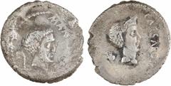 Roman republican coins Marc Antoine et Jules César, denier, Gaule Cisalpine, novembre 43 av. J.-C Marc Antoine et Jules César, denier, Gaule Cisalpine, novembre 43 av. J.-C A/M ANT[ON IMP R P C] Tête 
