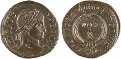 Roman imperial coins Crispus, nummus, Arles, 3e officine, 322-323 Crispus, nummus, Arles, 3e officine, 322-323 A/CRISPVS - NOB CAES Tête laurée à droite R/CAESARVM NOSTRORVM/ T * AR Billon 18,7 mm 2,9