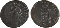 Roman imperial coins Crispus, nummus, Trèves, 2e officine, 321 Crispus, nummus, Trèves, 2e officine, 321 A/IVL CRISPVS NOB CAES Buste lauré à gauche, cuirassé, tenant une lance et un bouclier R/BEATA 
