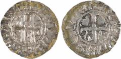 Feudal coins Orléans (Vicomté d'), denier, anonymes, c.1025-1040 Orléans (Vicomté d'), denier, anonymes, c.1025-1040 A/D-I DEXTRA BE Porte de la ville accostée de NE, IC, D et TA à l'intérieur R/+ AVR