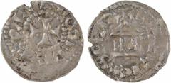 Carolingian coins Lothaire II, obole au temple, Bourges A/+ LOTERIVS REX Croix R/+ BITVRICES CIVITA Temple TTB RR Argent 15,8 mm 0,49 g 3 h D.209 (5 ex.) MG.1671 P.757 Le denier au temple de Lothaire 