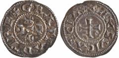 Feudal coins Limoges (vicomté de), grand denier, Limoges, Xe s. A/(à 5 h.) GRATIA D-I RE Dans le champ, ODO entre deux croisettes R/+ LIMOVICAS CIVIS Croix SUP Argent 23,2 mm 1,71 g 2 h Dy.844 Bd.388 