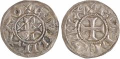 Feudal coins Bordeaux (comté de), Sanche-Guillaume ou guillaume IX ?, denier, Bordeaux A/+ GLVILILMO Quatre croisettes posées en croix R/+ BURDEGALA Croix TTB+ R Argent 20,2 mm 1,10 g 3 h Dy.1009 ou 1