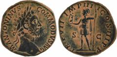 Roman imperial coins Commode, sesterce, Rome, 181-182 A/M ANTONINVS - COMMODVS AVG Tête laurée à droite R/TR P VII IMP IIII COS III P P/ S/ C Rome debout à gauche, tenant une victoire et une haste Bro