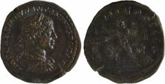 Roman imperial coins Élagabale, sesterce, Rome, 220 A/IMP CAES M AVR ANTONINVS PIVS AVG Buste lauré à droite, drapé et cuirassé, vu de trois quarts en arrière R/P M TR P III COS III P P/ S/ C Sol radi