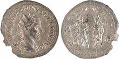 Roman imperial coins Trajan Dèce, antoninien, Rome, 249-251 A/IMP C M Q TRAIANVS DECIVS AVG Buste lauré à droite, drapé et cuirassé, vu de trois quarts en arrière R/PANNONIAE Les deux Pannonie debout 