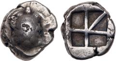 Ancient Greek Coins Islands off Attica, Aegina. Silver Stater (12.22 g), ca. 456/45-431 BC. Land tortoise with segmented shell. Reverse: Large square incuse with thin skew pattern. Milbank pl. II, 14;