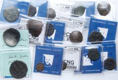 Large Lots 15-Piece lot of Byzantine bronzes. All out of recent web sales from either CNG or Leu Winterthur (tickets included in the lot). Includes: Justin II. Pentanummium.Theoupolis. SB 386 // Mauri