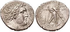 Ancient Coins Phoenicia, Tyre. Silver Shekel (14.14 g), ca. 126/5 BC-AD 65/6. Struck CY 88 (39/8 BC). Laureate bust of Melkart right, lion's skin tied at neck. Reverse: TYPOY IEPAΣ KAI AΣYΛOY, eagle s