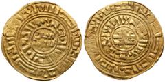 Ancient Coins Crusaders, Latin Kingdom of Jerusalem. Anonymous. Gold Bezant (3.54 g), ca. 1180-1210. "Misr". Imitating a Fatimid dinar of al-'Amir, 1101-1130, with blundered Arabic. CCS 3. Very Fine. 