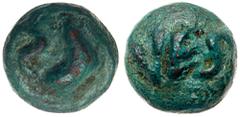Ancient Coins Picenum, The Vestini. Æ Aes Grave Semuncia (25.15 g), ca. 275-225 BC. Shoe right. Reverse: VES. ICC 251; HN Italy 21. Fine green patina with reddish highlights. Choice Very Fine. Estimat
