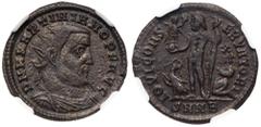 Ancient Coins Martinian. Æ Follis (3.02 g), Usurper, AD 324. Nicomedia. D N M MARTINIANO P F AVG, radiate, draped and cuirassed bust of Martinian right. Reverse: IOVI CONS-ERVATORI, Jupiter standing f