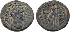 Ancient Coins Tiberias. Hadrian, AD 117-137. AE 22 mm (7.72 g). Laureate head of Hadrian right. Reverse: Tyche standing left, holding scepteer and head, foot resting on ship's prow. Rosenberger III, 1