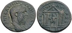 Ancient Coins Macrinus. AE 26 (10.39 g), AD 217-218. Berytus in Phoenicia. IMP CAES MACRINVS AVG, laureate head of Macrinus right. Reverse: COL IVL AVG FEL / B-ER, Poseidon, holding dolphin and triden