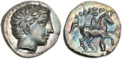 Kingdom of Macedon. Philip II, 359-336 BC. AR Fifth Stater (2.56 g) struck later at Amphipolis. AU Kingdom of Macedon. Philip II, 359-336 BC. AR Fifth Stater (2.56 g) struck later at Amphipolis. Head 