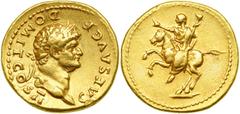 Domitian, AD 81-96. Gold Aureus (7.16 g) minted at Rome as Caesar by Vespasian, AD 73. VF Domitian, AD 81-96. Gold Aureus (7.16 g) minted at Rome as Caesar by Vespasian, AD 73. Laureate head right of 