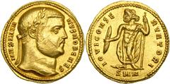 Galerius, AD 305-311. Gold Aureus (5.32 g) minted as Caesar at Nicomedia, c. AD 294. EF Galerius, AD 305-311. Gold Aureus (5.32 g) minted as Caesar at Nicomedia, c. AD 294. Laureate head right of Gale