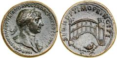 Trajan, AD 98-117. AE Sestertius (26g) minted at Rome, AD 105. IMP CAES NERVAE TRAIANO AVG GER DAC P M TR P COS V P P. Laureate bust right of Trajan, left shoulder draped. Reverse : S P Q R OPTIMO PRI